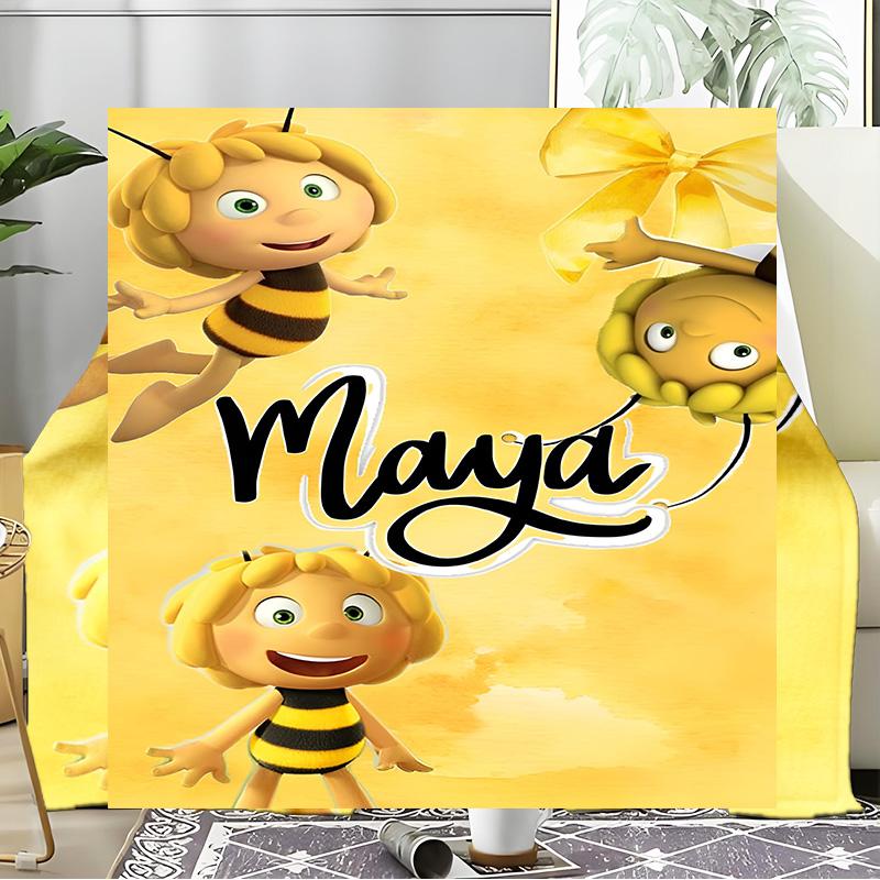 Bee Adventure Maya Blanket Flannel Throw for Sofa, Indoor, Camping, Living Room, Office, Chair, And Bed Soft Birthday Gift