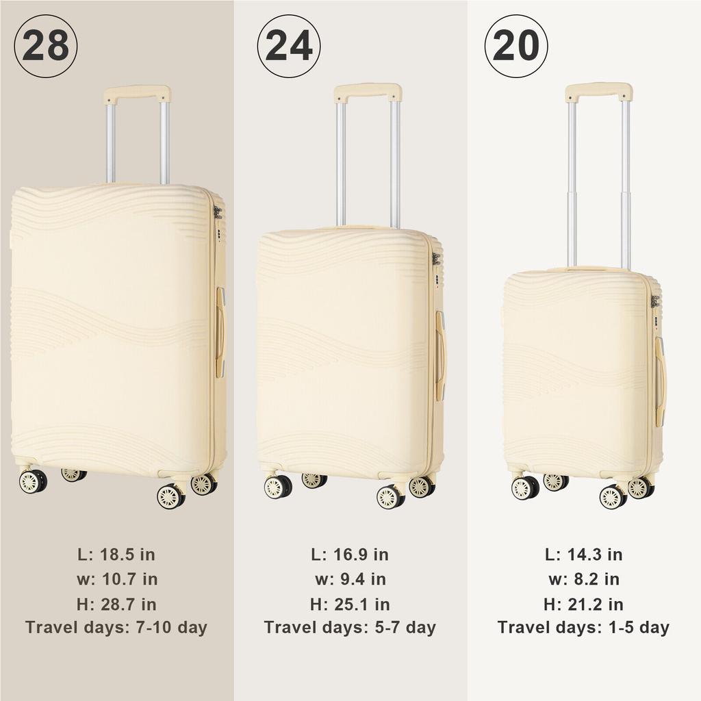 3PCS Luggage Set 20/24/28" Travel ABS+PC Hardside Spinner Wheels Suitcase with TSA Lock