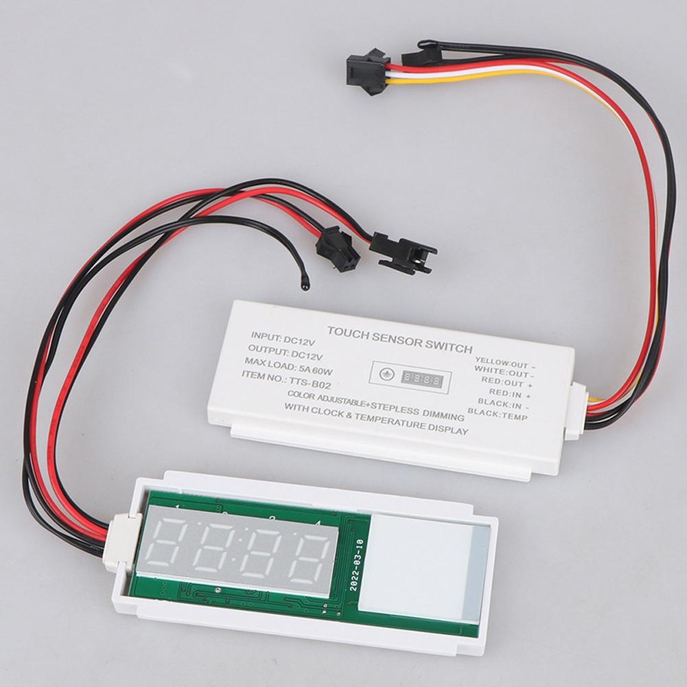 

1pc 12V Touch Sensor Switch With Clock Temperature Display Stepless Dimming For Smart Mirrors Accessories
