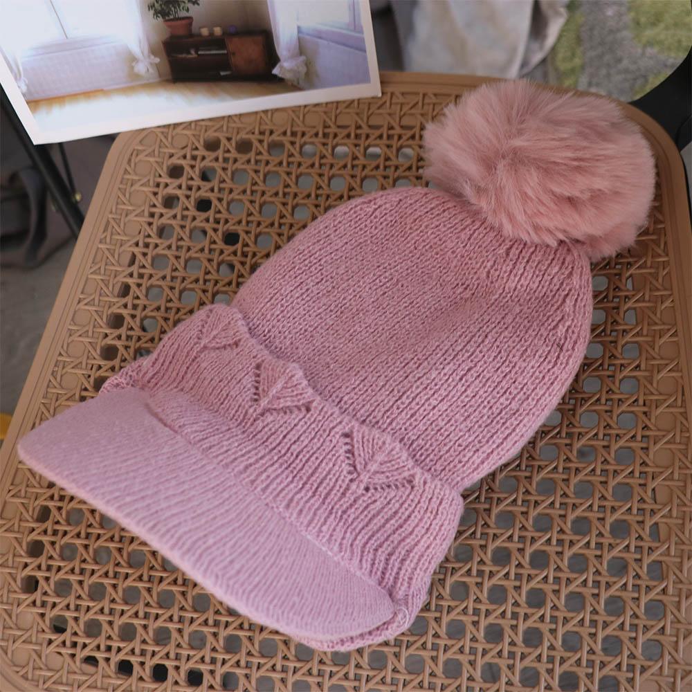 Solid Color Earflaps Hat Windproof Knitted Baseball Hat Fashion Plush Peaked Cap Ladies