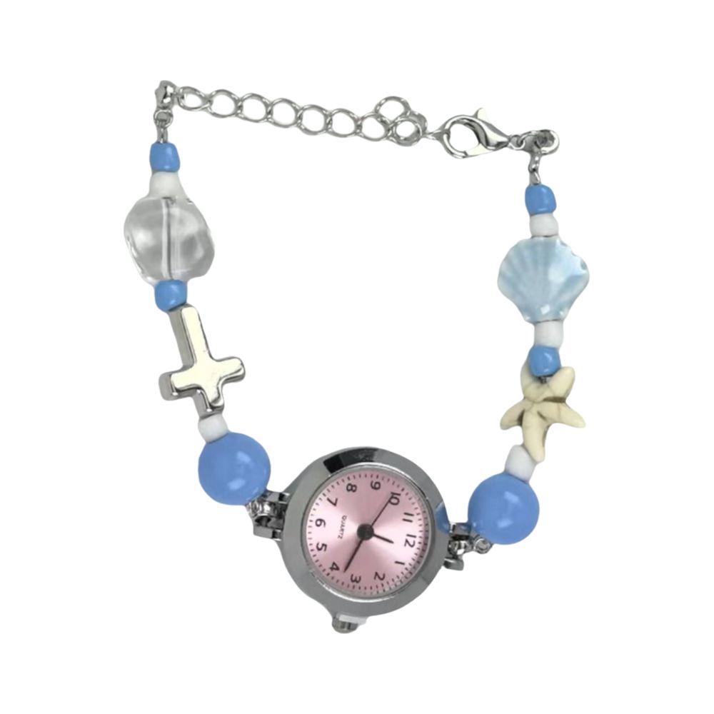 New Starfish Shell Bracelet Watch Adjustable Beaded Ceramic Beaded Bracelet Watch Dopamine Pendant Quartz Watch Women Girls