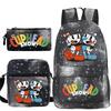 Cartoon Teacup Head Cuphead Student Backpack Oblique Span Bag Pencil Bag Primary And Secondary School Students Children'S Schoolbag Three-Piece Set