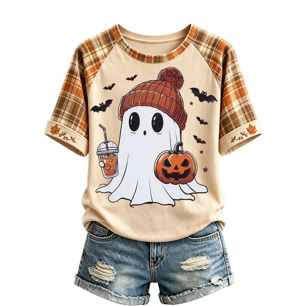Women's Raglan Sleeve Neck Letter Print Short Sleeve T-Shirt for Casual Daily Wear