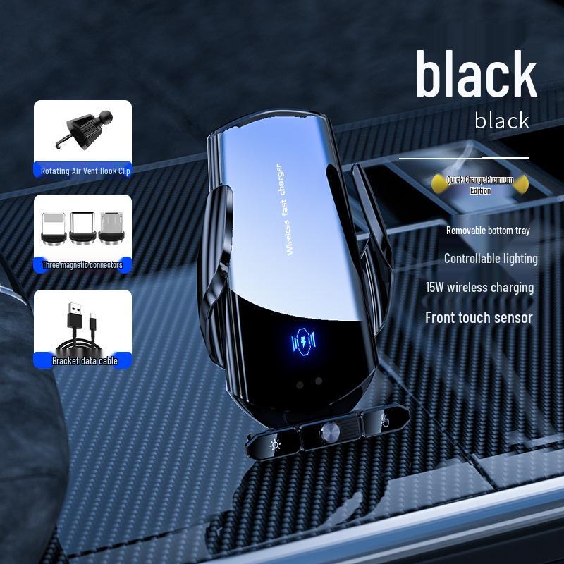 

Universal Smart Car Wireless Charging Phone Holder for Air Vents 2025 чорний
