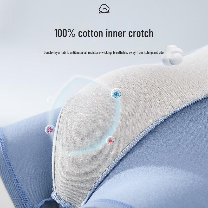 Yiershuang Men's Antibacterial Cotton Boxer Briefs 4-Pack