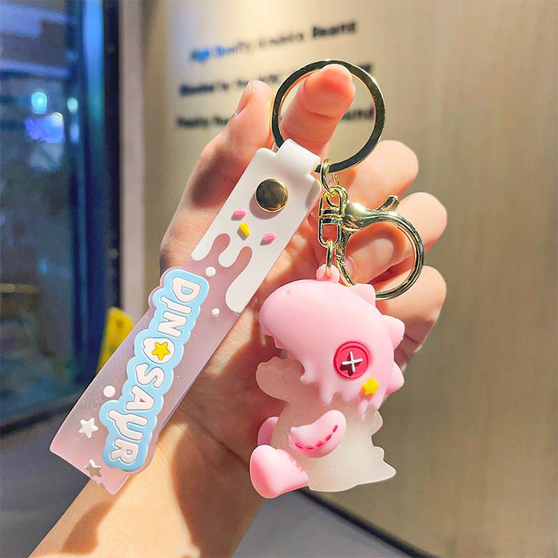 

Ледяной восхитительный крем брелок динозавр мягкие розовые и зеленые шармы резина Pink Icecream Dinosaur