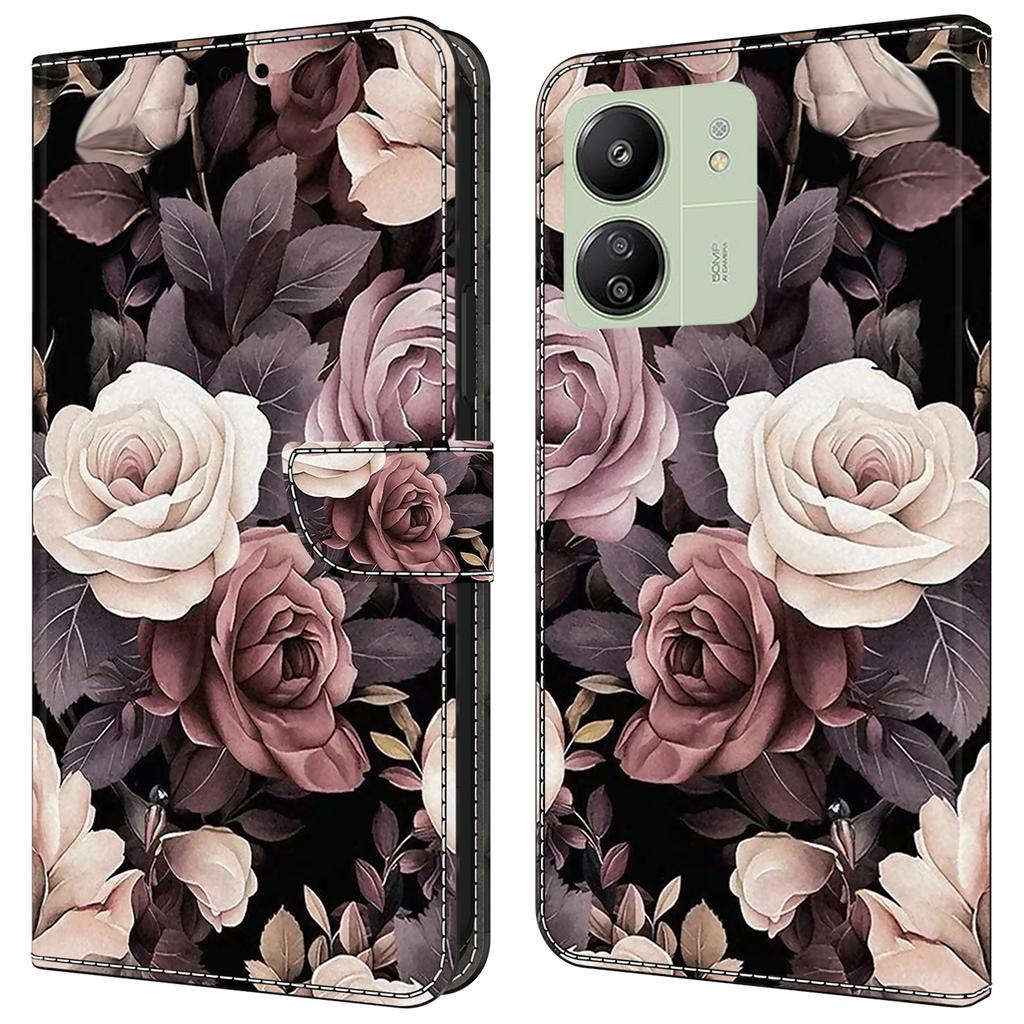 For Xiaomi Redmi 13C 4G/13C 5G/Poco C65 4G/Poco M6 5G/13R 5G Case Pattern PU Leather Card/Cash Slots Phone Cover
