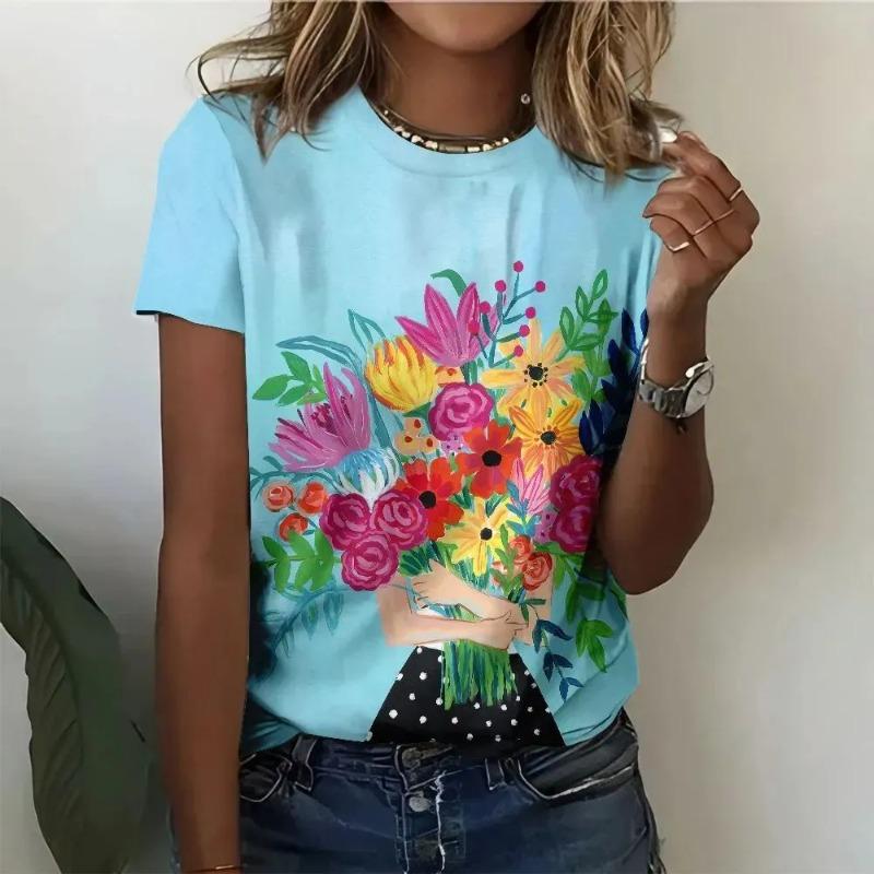 

3D Printed Fashion Women s T-shirt Is Breathable and Casual and Versatile in Summer XS