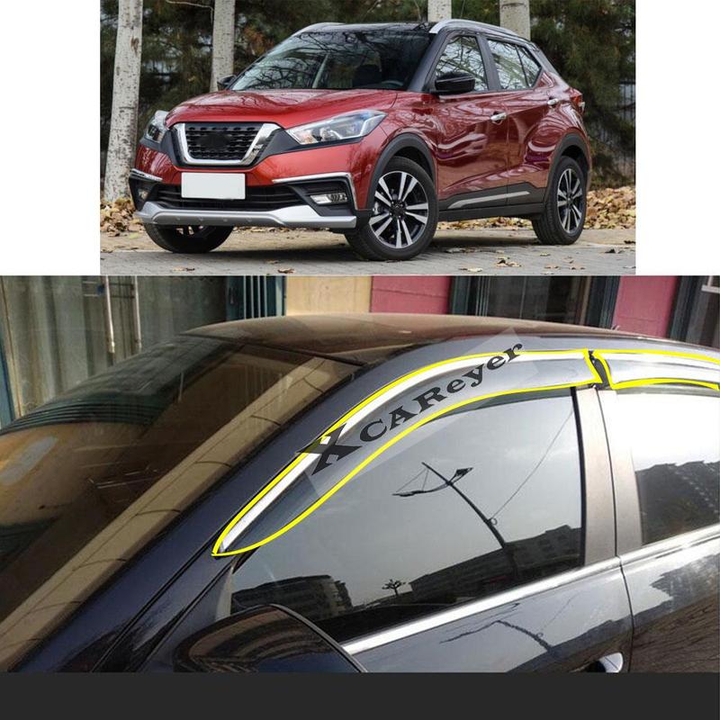 For NISSAN KICKS 2017 2018    Car Body Styling Sticker Plastic Window Glass Wind Visor Rain/Sun Guard Vent Parts