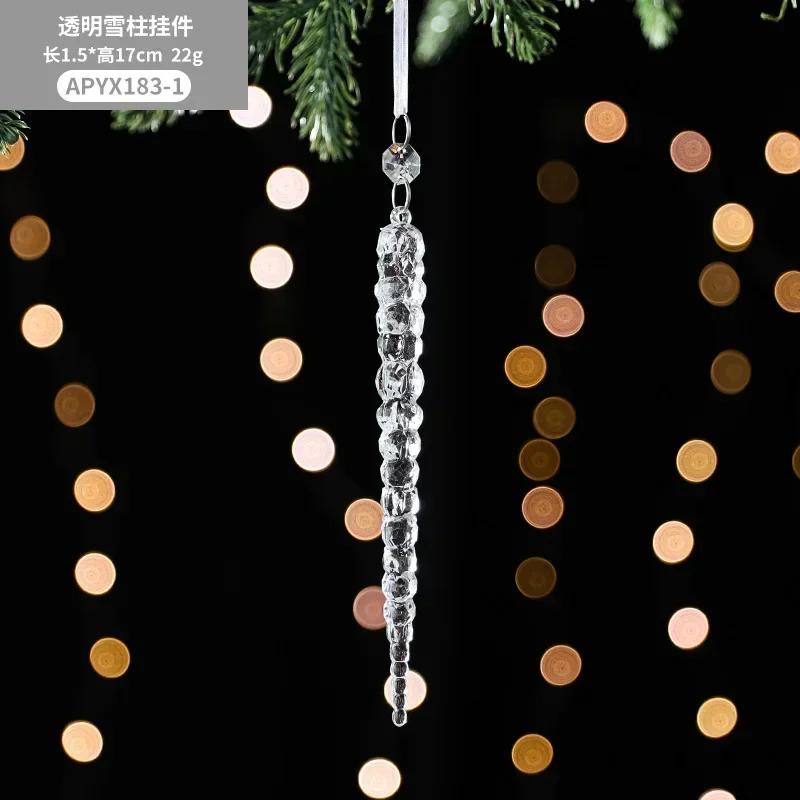 

5pcs Christmas Tree Transparent Pendant Decoration Christmas Tree Acrylic Snowflake Hanging String Transparent Ice Cone Pendant