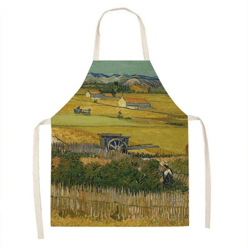 1 kus vintage umělecká olejomalba tištěná zástěra kuchyňská vaření pečení zástěra domácí čisticí doplňky unisex