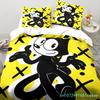 Carino Set Biancheria da Letto Cartone Animato Gatto F-Felix, Copripiumino Coperta Set Letto Copripiumino Federa, Dimensioni King Queen Twin Bambini Bambine Adulti