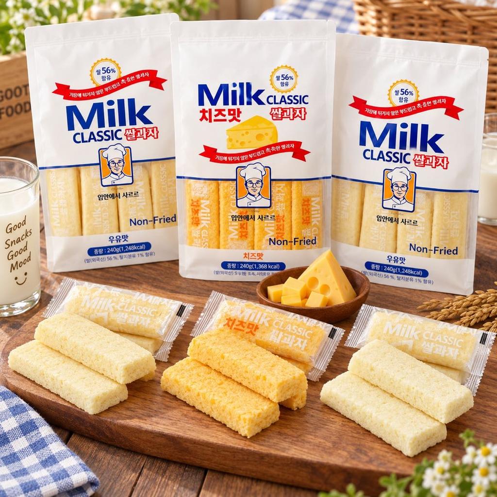 Oliveyoung Classic Milk Flavor Rice Cracker Melon Flavor Cheese Flavor Snack Biscuit 240g