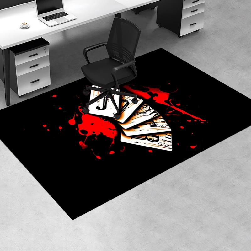Playing Cards Office Carpet Chair Mat Large Size, Non Slip Desk Pad for Home Decor, Office Flooring Gift, Suitable for Bedroom, Living Room