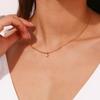 MamacitaSlay Elegant Half Rice Beads Chain Half Round Beads Chain Shiny Round Zircon Pendant Women's Stainless Steel Necklace
