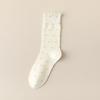 5/10 Pairs Ear Shaped Hem Socks for Women Spring Autumn Polka Dot Girl Instagram Style Cute Polka Dot Sweat Absorbing Mid Calf Socks and Pile Socks