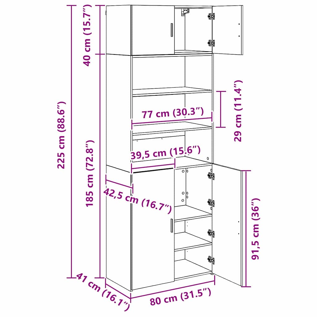 Storage Cabinet Artisan Oak 80 x 42.5 x 225 cm