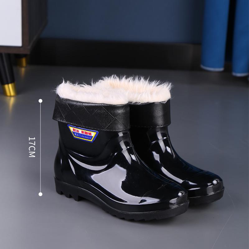 

Мужские водонепроницаемые нескользящие резиновые сапоги Zhengli с толстой флисовой подкладкой, кислото- и щелочестойкие 43