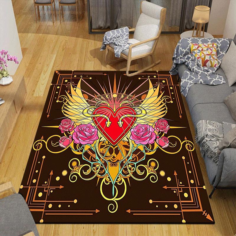 1pc Hearts and roses Design Area Rug - Soft, Anti-Slip, and Durable Gaming Room Decor for Bedroom