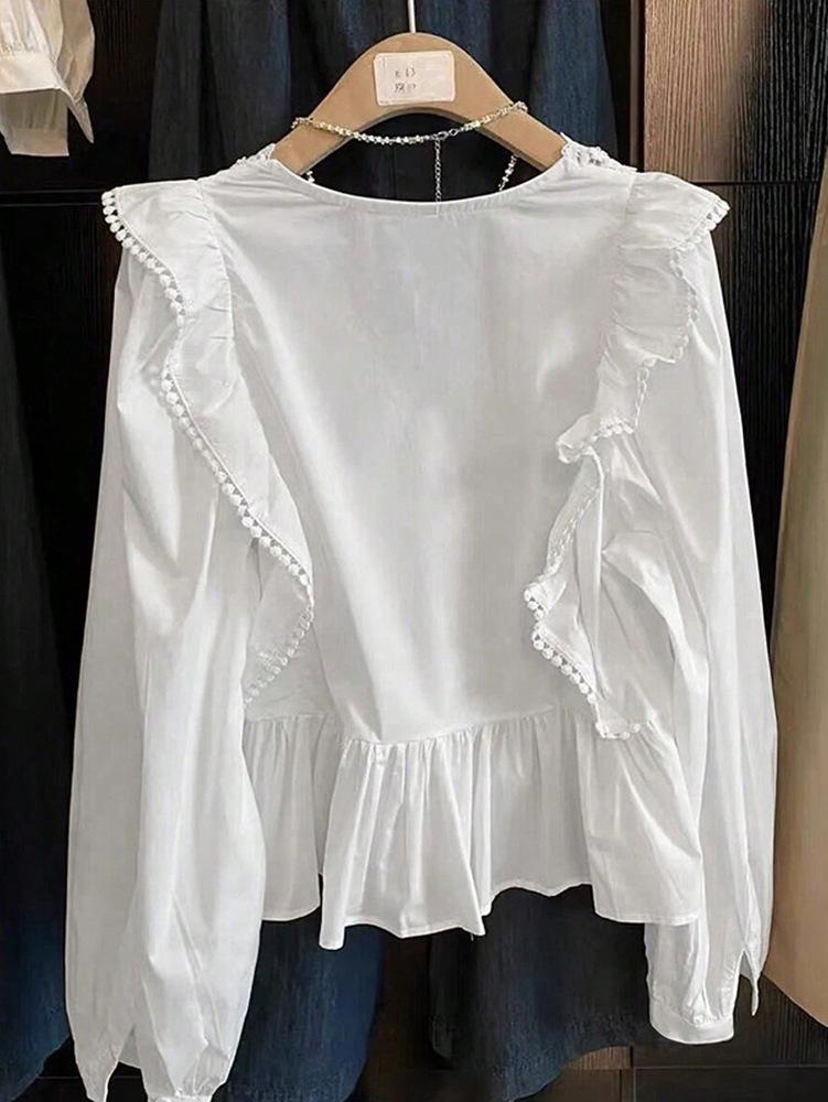 Spring/Summer 2026 Women's Elegant Puff Sleeve Ruffle Blouse