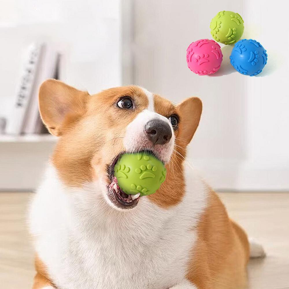 Dog Chew Squeaky Toy Ball Footprints Toy Balls Wear And Bite Resistant Dog Teeth Grinding Toy Small Medium And Large Breeds Pet Toys