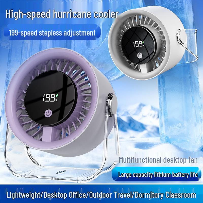 High-Speed Turbo Rechargeable Wall-Mounted/Desktop Fan for Kitchen & Outdoor Use
