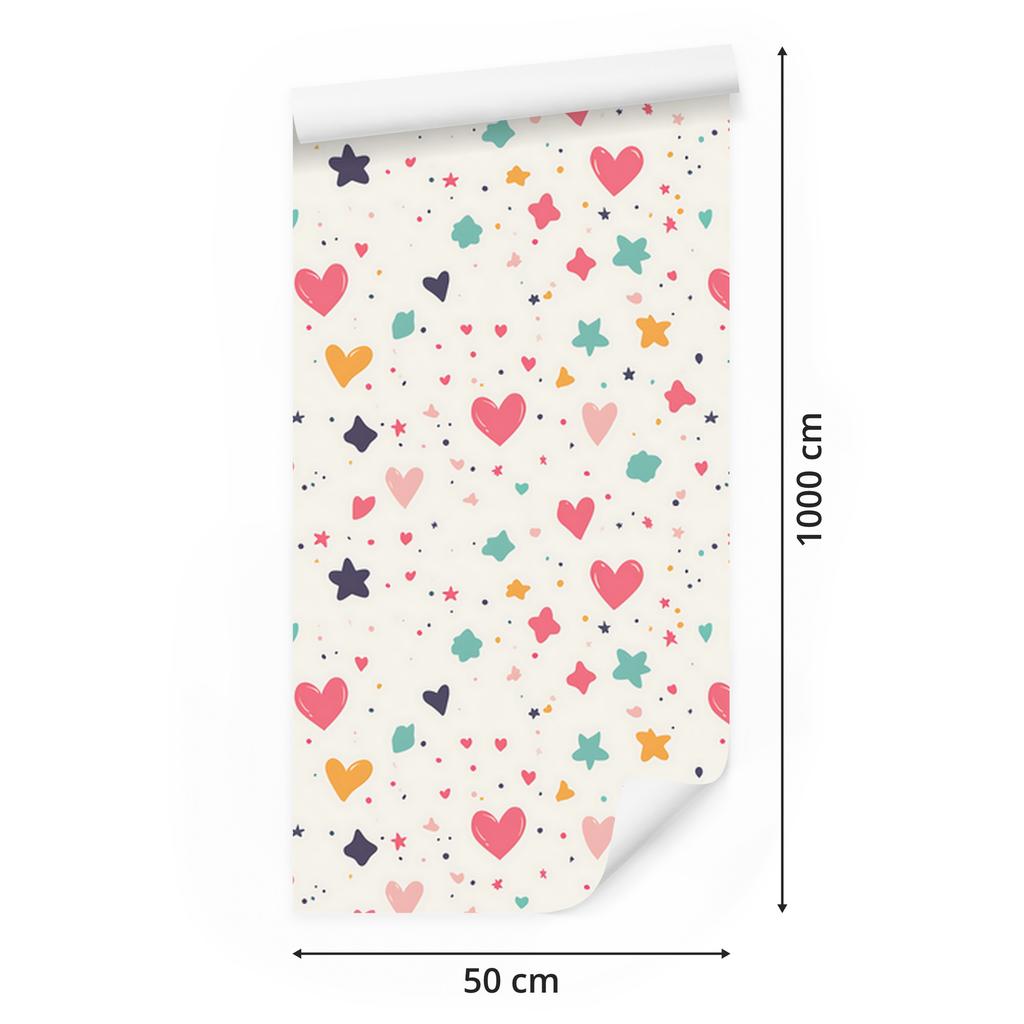 Love Wallpaper White, Coral, Cream and Mint 50x1000