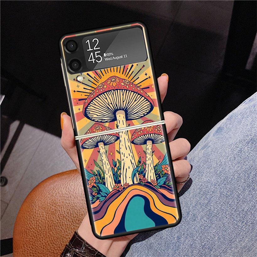 Boho Hippy Mushroom Sunrise Phone Case For Samsung Z Flip 7 6 5 4 3 Galaxy ZFlip7 ZFlip6 ZFlip5 ZFlip4 ZFlip3 5G Print Cover