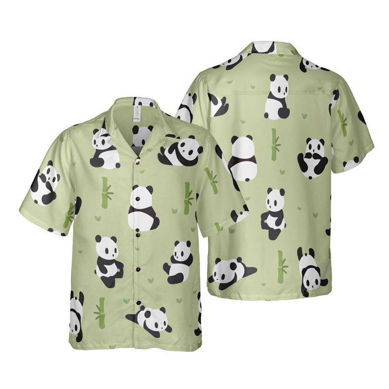 

Elegant Panda 3D Print Shirts For Men Clothes Hawaiian Vacation Beach Shirt China National Treasure Animal Short Sleeve Blouses S