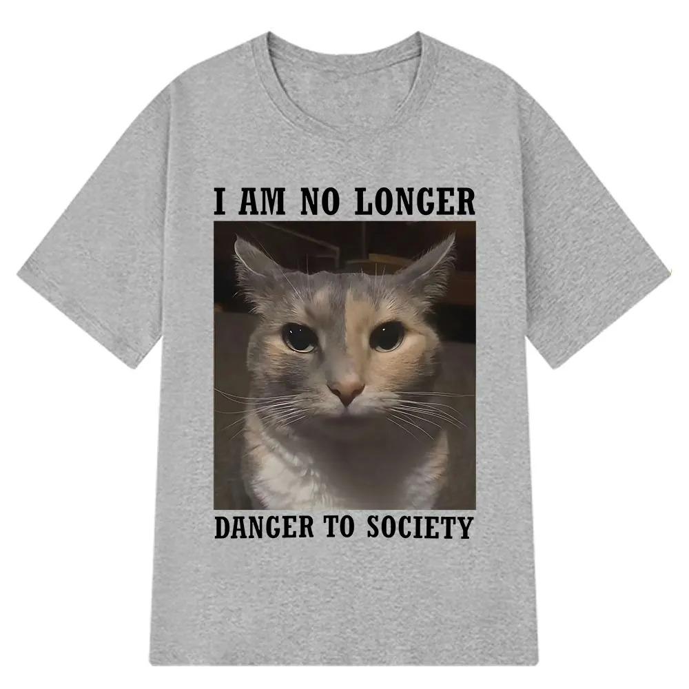 

I Am No Longer Danger To Society Funny Cat Meme Women Fashion Short Sleeve Summer Novelty Summer Sleeved Harajuku Streetwear S