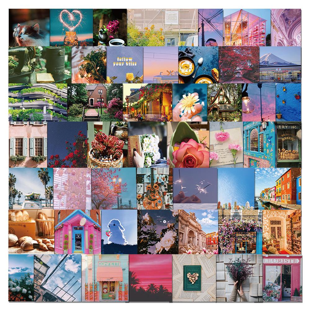 Retro Floral Landscape Graffiti Stickers Decorative Suitcase Pen Guitar Notebook Waterproof Stickers