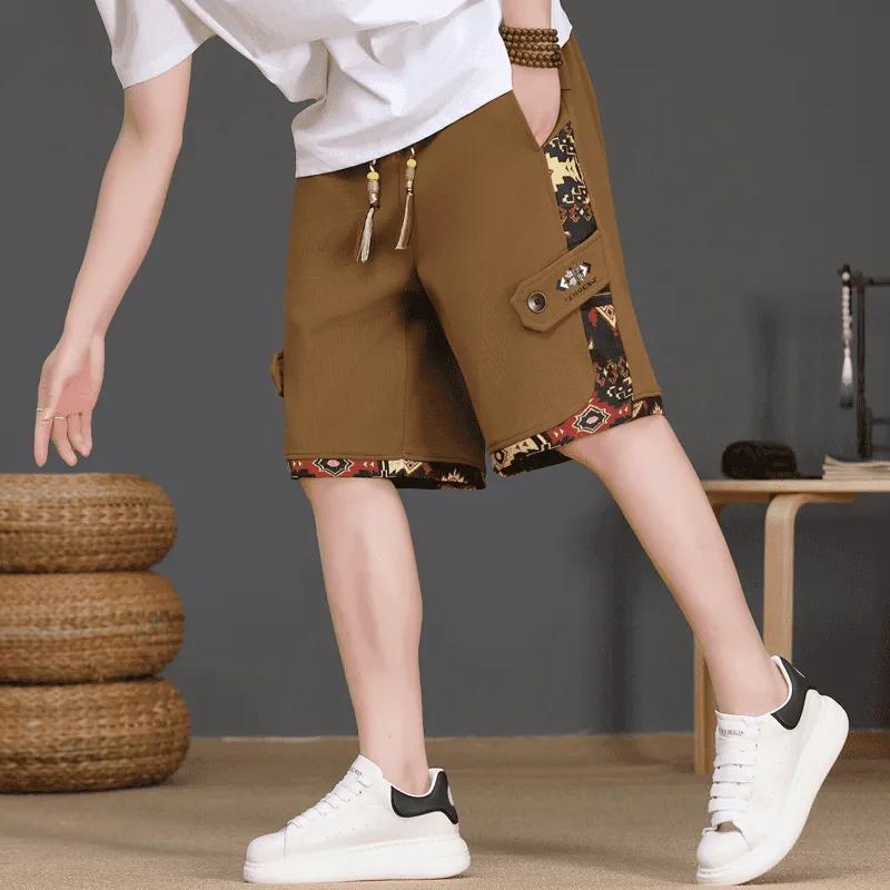 Summer Men's Embroidery Shorts Men Streetwear Hip Hop Straight Leg Short Pants Casual Sports Five-Point Pants Male