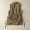 Summer Women's Cotton And Linen Laceup Vest Waistcoat
