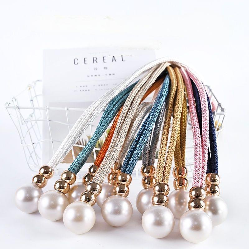2Pcs Pearl Curtain Tiebacks, Curtain Pearl Tiebacks, Decorative Fixings, Rope Curtain Tiebacks No Punch Adjustable Pull-Outs