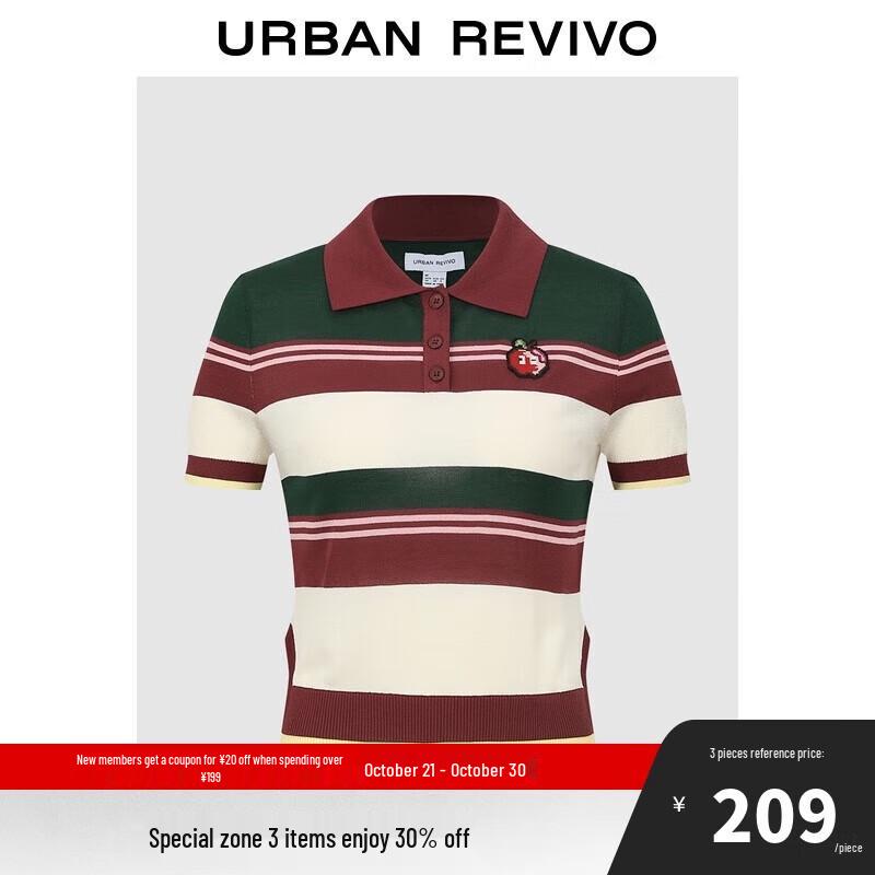 

Женская трикотажная рубашка-поло с контрастной полоской и рисунком яблок L