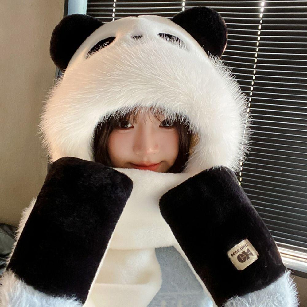 Cartoon Capybara Hat Scarf Set 3 in 1 Cartoon Plush Hat Fashion Scarf Hat Glove for Women  Girls
