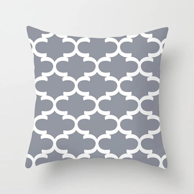Grey Pattern Decorative Pillowcase Office Living Room Home Pillowcase Car Ornaments
