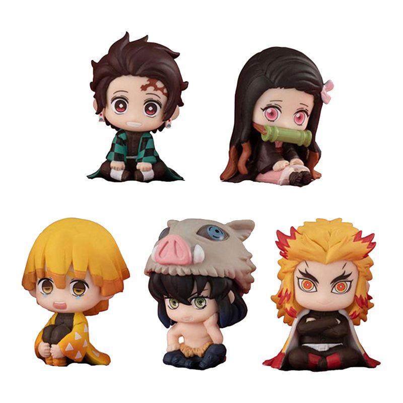 Stunning 5pcs Set Of Demon Slayer Anime Figurines Featuring Rengoku Kyoujurou For Collection