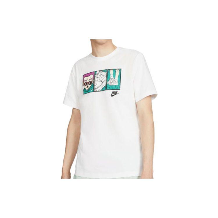 Nike Air Force One Cartoon Print Crew Neck T-Shirt Men Tops White CT6527-100