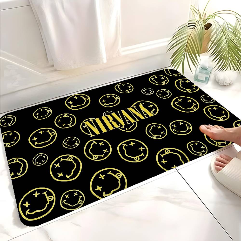 Popular Band N-nirvana-A Floor Mat Non-Slip Laundry Room Mat Laundry Decor Balcony Child Living Room Bedside Mats