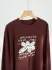 Rongtai Women's 2025 Autumn Retro Casual Printed Cotton Long Sleeve T-shirt