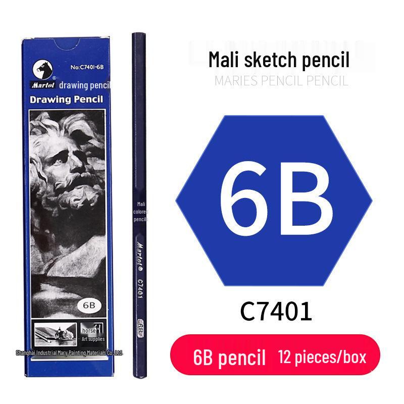 Mali Student Sketching & Drawing Pencil Set: Includes 2B, 4B, 14B soft, medium, hard, and charcoal pencils ideal for art exams.