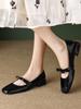Low heel thick heel bow Mary Jane shoes women's 2025 spring and autumn new patent leather light mouth single shoes