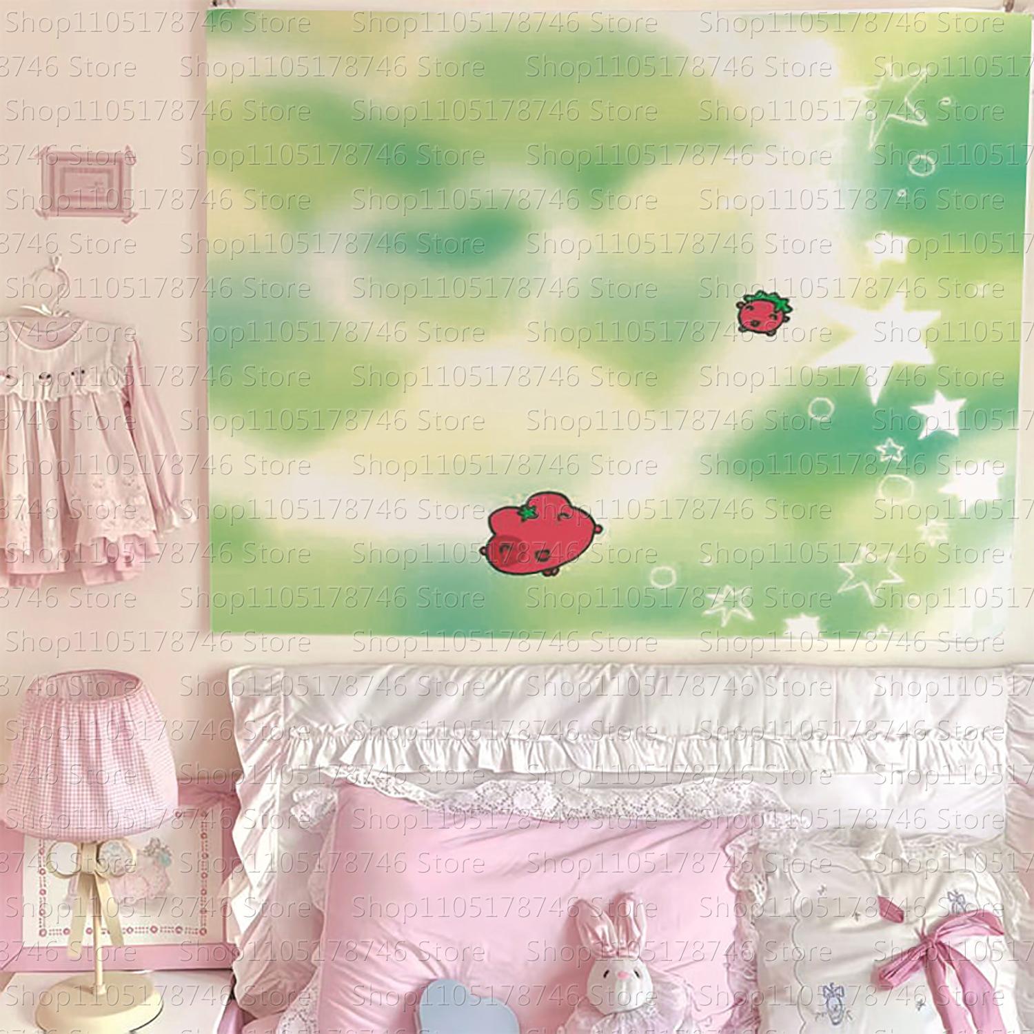 Мультяшная милая сердцевидная гобеленовая ткань для фона стены студенческого общежития, обои для декора съемной квартиры, тканевая ткань для фона комнаты 74x94cm(29x37in)