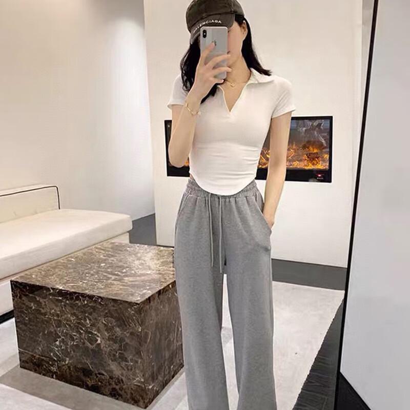 LANGSHA Women's Slim Fit Polo Collar Short Sleeve T-shirt