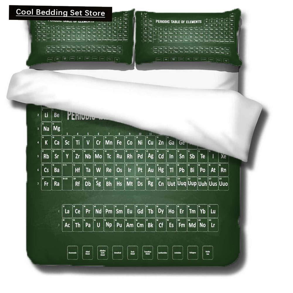 Periodensystem Königin König Bettbezug Pädagogische Wissenschaft Chemie Bettwäsche-Set für Studenten Lehrer Elementtabelle Bettdeckenbezug