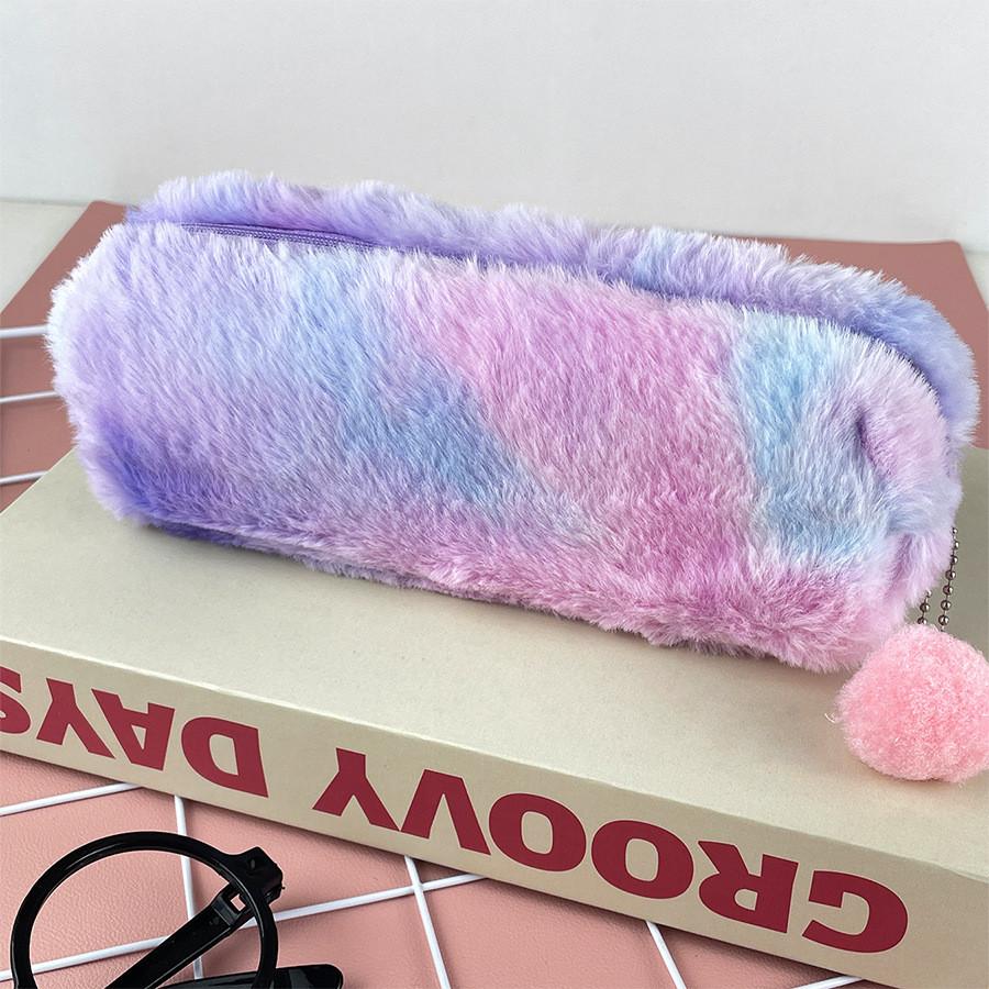 Case Pen Color Key Chain Plush Pencil Case Storage Bag Decoration Gift Kids
