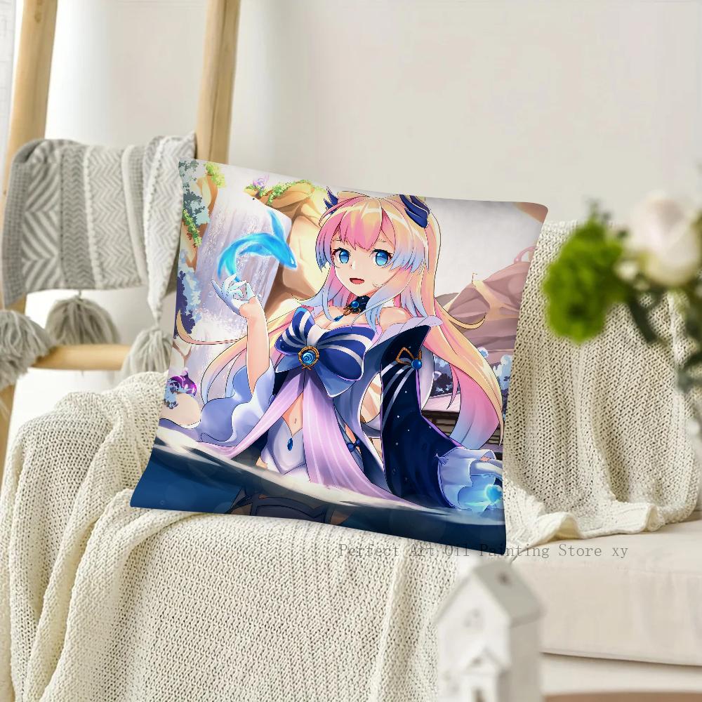 Game Anime Genshin Impact Sangonomiya Kokomi Pillow Case Square Pillow Cushion Cover Bedroom Sofa Room Decoration Casual