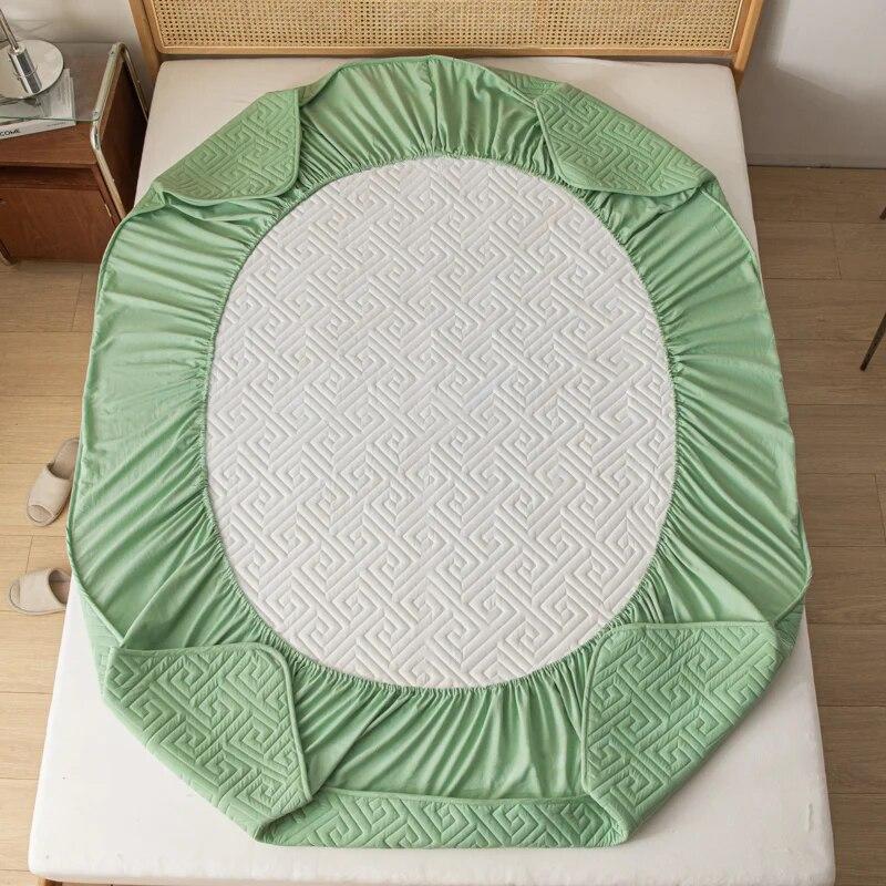 Waterproof Mattress Protector Single/Double/Queen/King Size Bed Cover Mattress Pad Breathable Noiseless Fitted Sheet Soild Color
