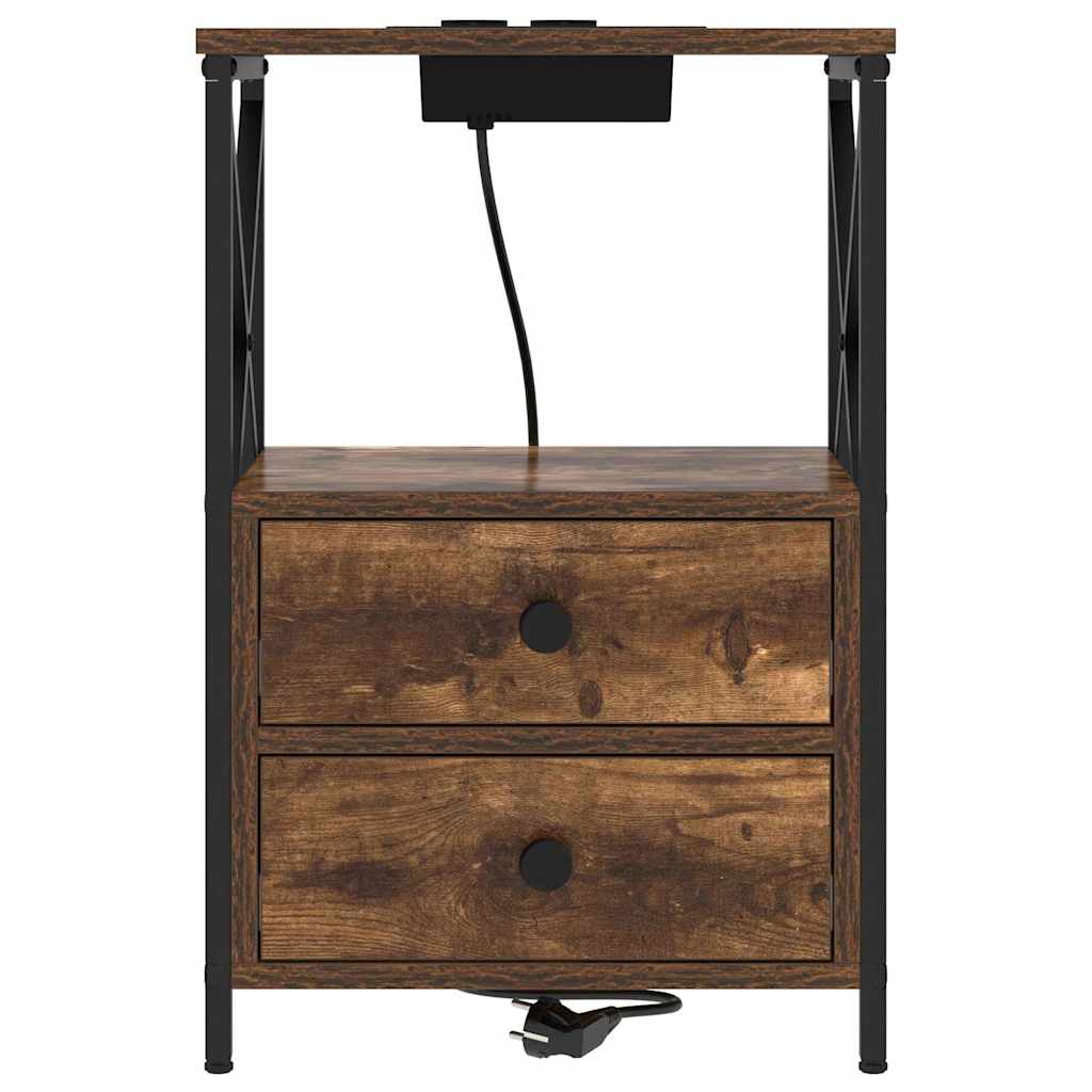 Nightstand with Storage 2 Pcs Smoked Oak 40 X 31 X 60 Cm